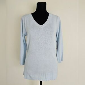 Debbie Morgan Soft Sky Blue V-Neck Sweater